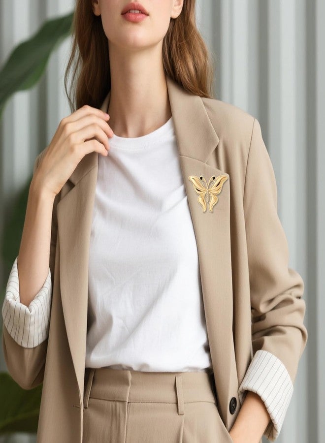 CZMZHFC Gold Butterfly Broochs Pin for Women,Small Elegant Butterfly Brooch for Lapel,Christmas Party Stylish Dress Hat Bags Pin Accessories (Gold B) - Image 3